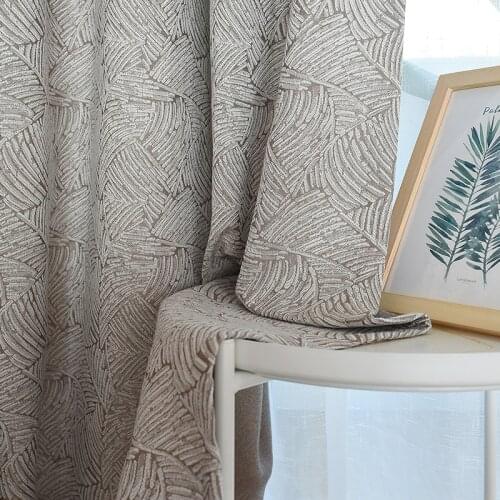 Manufacturer Sells Small Broken Flower Pure and Fresh Rural Curtain Cloth Flaxen Jacquard Sitting Room Bedroom Shading Curtain