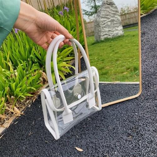 Transparent PVC Handbag Women Fashion Jelly Bag Summer Large Capacity Beach Bags New Lady Small Handle Bag Mini Flap Totes Bolso