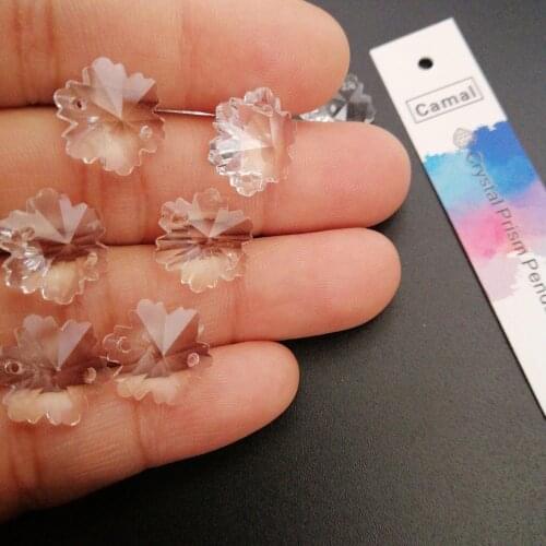 Camal 20pcs Clear 14mm Snowflake Crystal Loose Bead 2 Holes Prisms Hanging Lamp Part Chandelier Wedding Party Curtain Home Decor