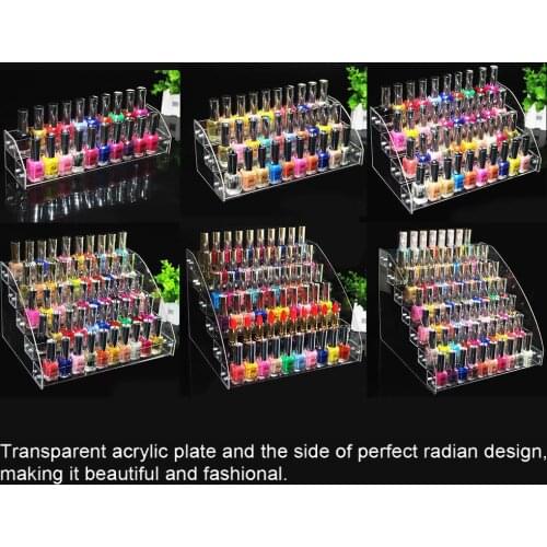 Clear Acrylic Beauty Makeup Nail Polish Storage Organizer Rack Display Holder Clear Lipstick Storage Box Nail Polish Cosmetic