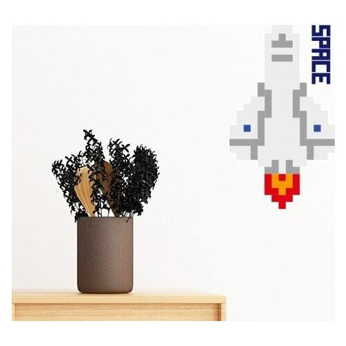 Rocket Take Off Universe Pixel Removable Wall Sticker Art Decals Mural DIY Wallpaper for Room Decal