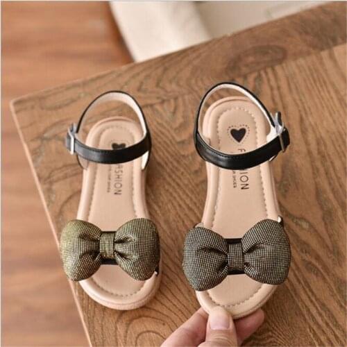 Girls' sandals 2020 summer new fashion bowknot soft sole antiskid childrens princess shoes little girl flat shoes