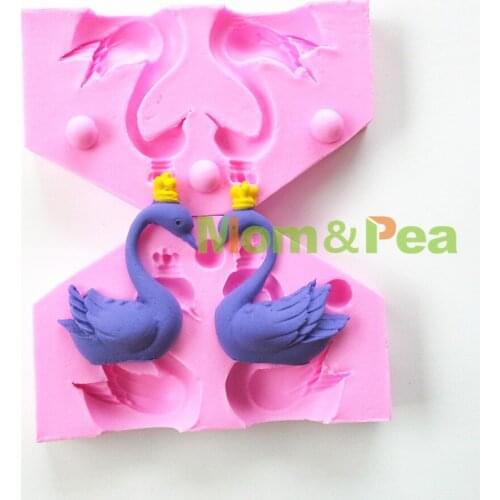 Mom&Pea 0700 Free Shipping Swans Shaped Silicone Mold Cake Decoration Fondant Cake 3D Mold