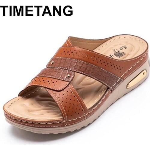 TIMETANG Womens Sandals 2021 Shoes Ladies Wedge Platform Sandals Woman Beach Retro Summer Beach Women Retro Flats Heel Big Size
