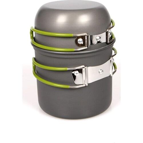 Outdoor Portable Cooker 1-2 Person Camping Set Pot 2 Pieces Outdoor Set Pot
