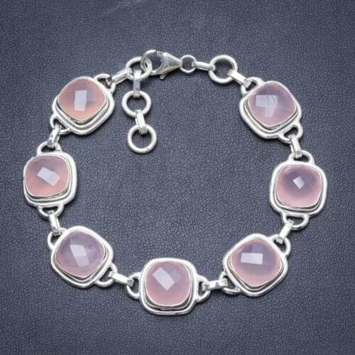 Natural Chalcedony Handmade Unique 925 Sterling Silver Bracelet 7 1/4-8" Y2009