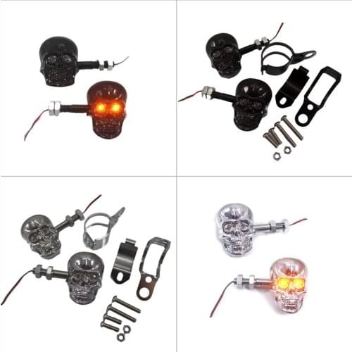 Universal LED Motorcycle Turn Signal Light Skull Decal Skeleton Head Headlight Front Head Light Motorcycle Decorations Skull