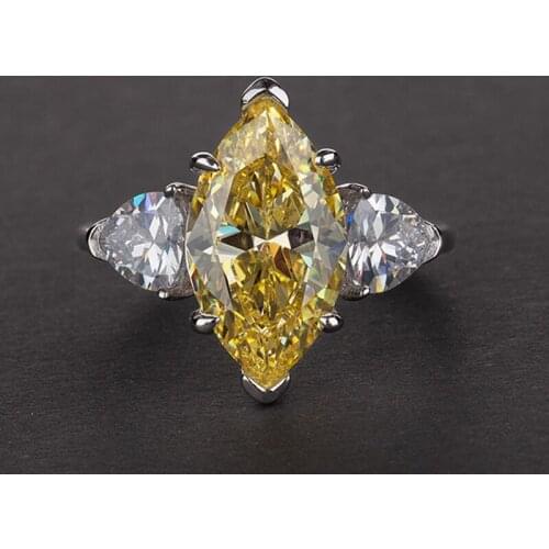 100% 925 Sterling Silver Ring New Classic 6ct Created Moissanite Quartz Wedding Rings for Women Men Jewelry Engagement