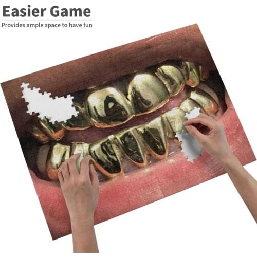 Gold Grillz Jigsaw Puzzle For Adults Kids Diy Games Black Man Grillz Gold Grillz Grillz Trill Goldie Gold Teeth Funny Funny