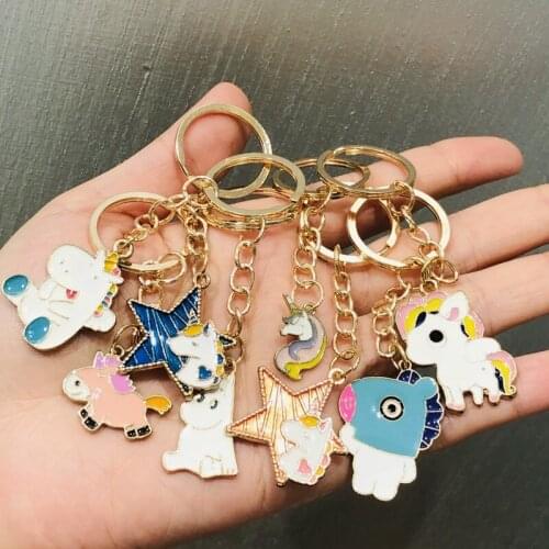 1Pcs Cute Animals Unicorn Hippo Keychain Pattern Purse Bag Car Charm Women Girls Children Key Ring Buckle Clasp Birthday Gifts