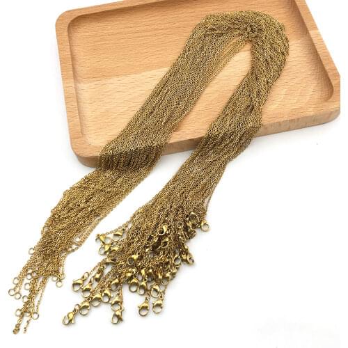1pcs 1.6/2.0mm Width Gold Plated Stainless Steel Link Chain Necklace 50cm in Length for DIY Necklace Jewelry Findings Making