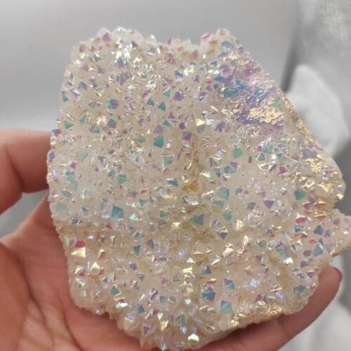 1pcs280-320g Wholesale White Angel Aura Quartz Point Electroplated Crystal Cluster