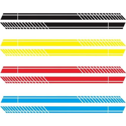 2pcs Waterproof Car Stickers Long Stripe Bright Color Auto Side Skirt Body Styling Decals Universal Decorative Accessories