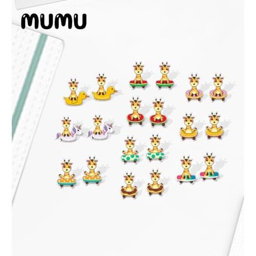 2020 New Lovely Giraffe Stud Earring Animal Handmade Acrylic Earrings Resin Epoxy Jewelry Gifts Girl