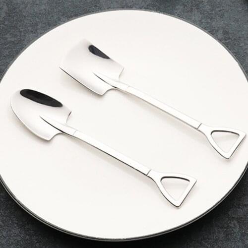 Coffee Spoon Shovel Shape 3PCS Stainless Steel Retro Iron Tip/Flat Shovel Ice Cream Spoon Scoop Gift Tableware Kitchen Gadget