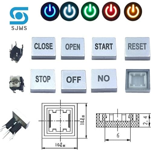 5Pcs 6*6*9.5mm 6PIN DIP With LED Through Tactile Micro Push Button Indication Button mode CLOSE OPEN START RESET STOP OFF NO