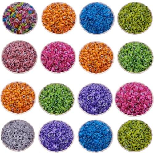 50PCS 7mm Mixed Letter Acrylic Beads Square Loose Alphabet Beads For Jewelry Making Bracelet Necklace DIY transparent
