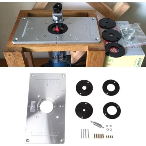 Aluminum Router Table Insert Plate w/ 4 Rings For Woodworking Benches Router Table Plate