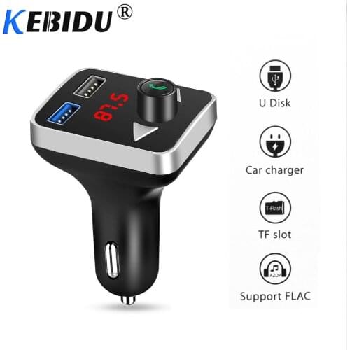Kebidu USB 2.1A Car Charger Wireless Hands free Call FM Transmitter Bluetooth Car Kit Support TF Card Car MP3 Music Player