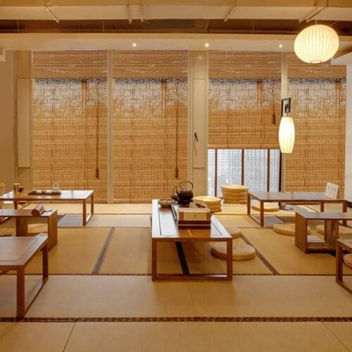Bamboo Blinds Roller Window Curtains Chinese Style Light Shades Half Shading for Home Living Room Tearoom Customized