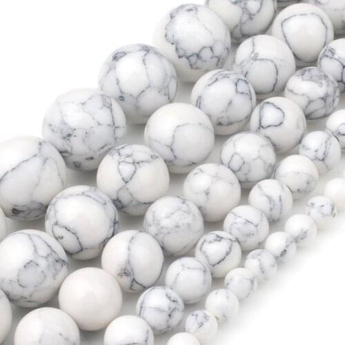 White Howlite New Round Second Generation Beads Smooth Loose Beads Pick Size 4-12mm for Jewelry Making Charm Accessories DIY