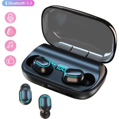 Mini Earphones Wireless Headset with Mic 1800mAh Charging Case Power Display Earbuds for iPhone Samsung LG Android