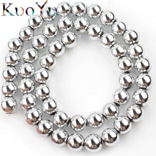 Natural Stone Sliver Color Hematite Bead Round Loose Spacer Beads For Jewelry Making DIY Bracelet Earrings 15"Inch 3/4/6/8/10mm