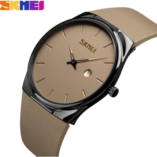 SKMEI Mens Quartz Watch Silm High Hardness Glass Quartz Wristwatch Men Waterproof Leather Band Male Clock reloj hombre 1509