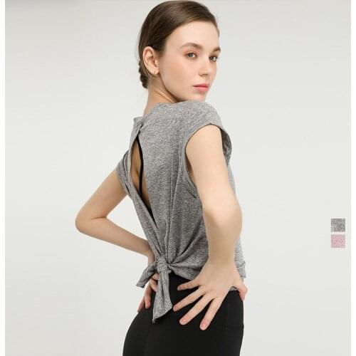 European And American Fast Drying Sportswear T-Shirt Summer Yoga Suit Loose Back Top Running Fitness Suit Female