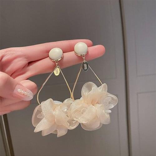 FYUAN New Beautiful Yarn Flowers Dangle Earrings for Women Bohemia Earrings Vacation Party Jewelry Accessories