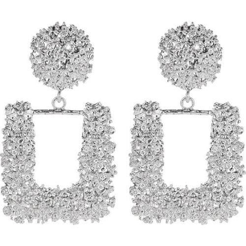 Geometric Metal Big Square Personality Golden Rose Gold White Alloy Dangle Earrings Drop Earrings For Women Jewelry