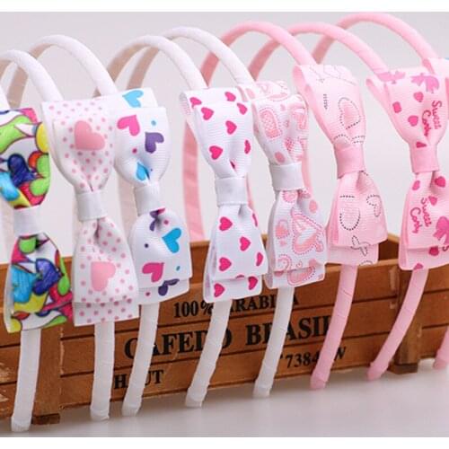 Hairbands Headbands Alice Hair Head Band Hoop Loving Heart Bows Girl Lady Fully Lined Ribbon Winding Headwear 20pcs FG119