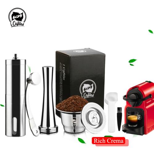 IcafilasCapsule For Nespresso Reutilisable Inox 2 In 1 Usage Refillable Capsule Crema Espresso Reusable Refillable Coffee Filter