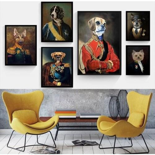 Cartoon Classical Pet Dog Wall Art Canvas Painting Restoring ancient ways Animal Posters Prints Living Room Pictures Unframed
