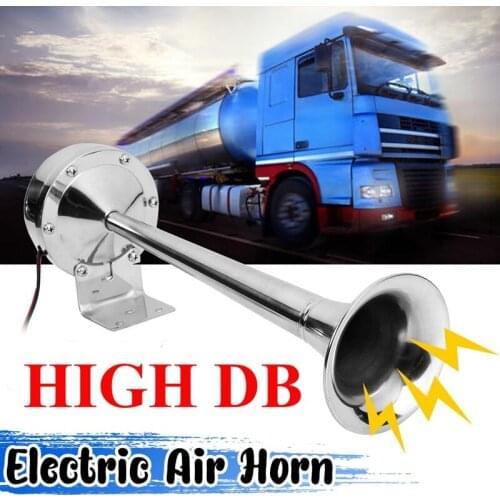 12V 125DB Air Horn Kit Stainless Steel Single Trumpet Air Horn Compressor for Car Vehicle Truck Train Boat