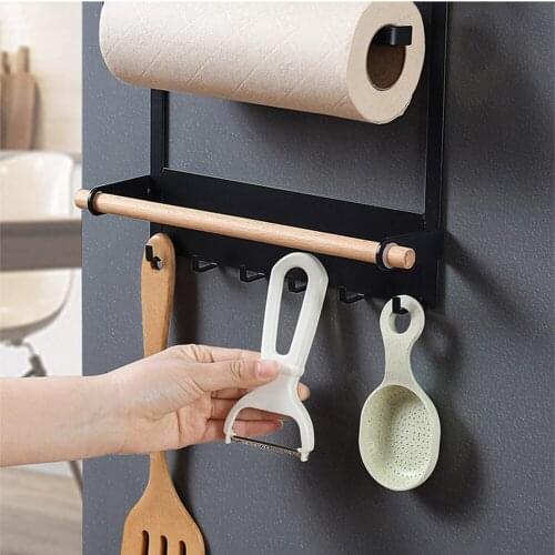 Magnet Fridge Shelf Paper Towel Roll Holder Magnetic Storage Rack Spice Hang Rack Decorative Metal Shelf Kitchen Organizer