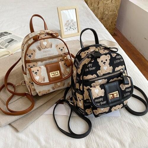 Luxury Bear Mini Backpack Fashion Street Trend Cute Travel Womens Backpack Temperament Girl Shopping Shoulder Bag School Bag