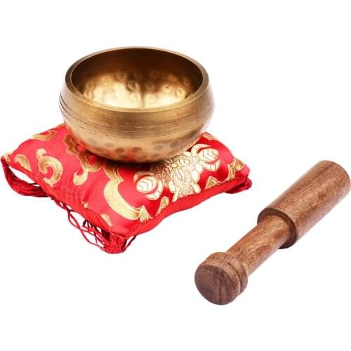 Muslady Tibetan Singing Bowl Set with 8.5cm/3.3inch Handmade Metal Sound Bow for Meditation Sound Chakra Healing Yoga Relaxation