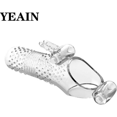 Mens sex toys YEAIN mens foreskin resistance complex ring new transparent vibration lasting bold penis collar couple flirting