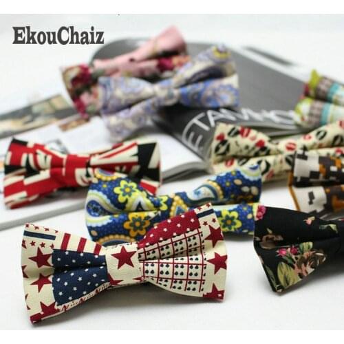Neutral Mens Women Bowtie Cotton Pajaritas Hombre Corbata Papillon Butterfly Bow Ties Floral Bowties Party Wedding Gift For Men