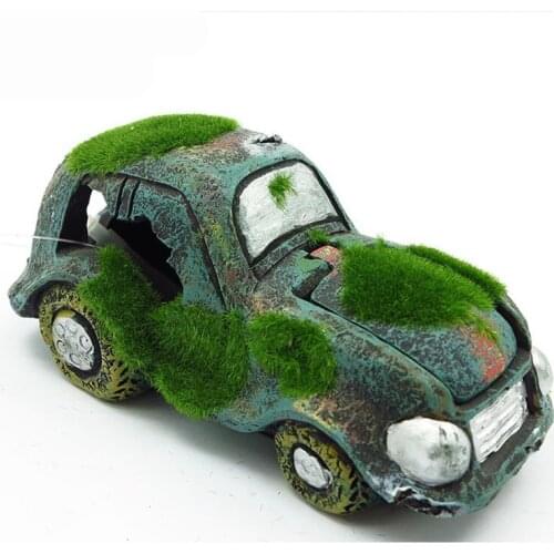 New Fashion Aquarium Landscaping Safe Moss Imitation Antique Car Shape Fish Tank Decoration Ornament