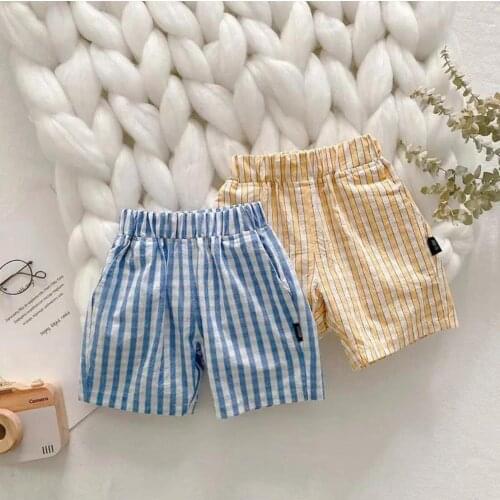 2021 new style girls boys plaid shorts summer cotton fashion kids shorts