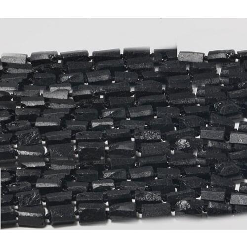 Genuine Raw Mineral Black Tourmaline Hand Cut Nugget Free Form Loose Rough Matte Faceted Beads 8-108mm 15"