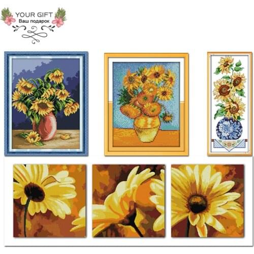 Joy Sunday Sunflowers Home Decor H368(3) H373 H476 H602 Sunflower Vase Van Goghs Sunflower Painting African Daisy Cross Stitch
