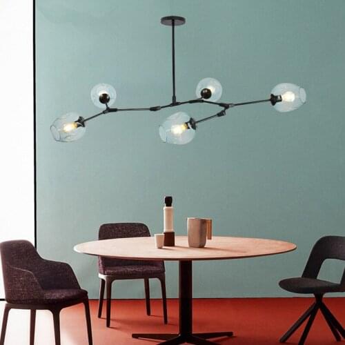 Black Pendant Lighting Kitchen Modern Pendant Light Bar Glass Lamp Home Large Pendant Lights Study Ceiling Lamp Free Bulbs