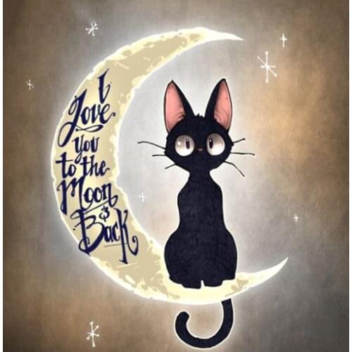 Full Square/Round Drill 5D DIY Diamond Painting "Cartoon cat moon" 3D Embroidery Cross Stitch 5D Decor Gift