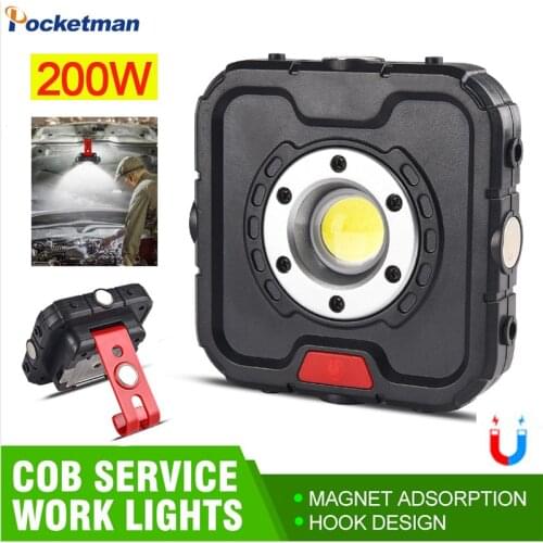 Portable Led Work Light Led Square Work Lamp Solar Power Rechargeable Spotlight With Magnet Outdoor Camping Flashlight