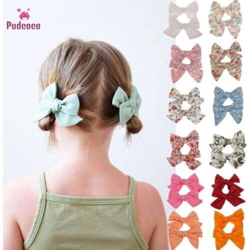 Pudcoco 2Pcs/Sets Baby Girls Kids Toddler Teens Big Hair Bows Knot Hair Clips Cotton Headband Wholesale Photo Props 14 Colors