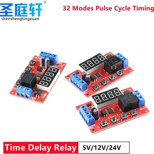 DC 5V 12V 24V 10A Adjustable Time Delay Relay Module 32 Modes LED Digital Timming Trigger Timer Control Switch Pulse Cycle
