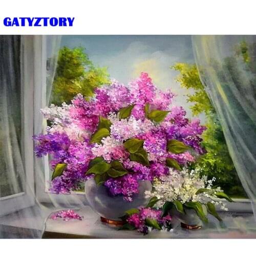 GATYZTORY Frame Flowers DIY Painting By Numbers Acrylic Paint On Canvas Wall Art Painting Coloring By Numbers For Home Decor Art